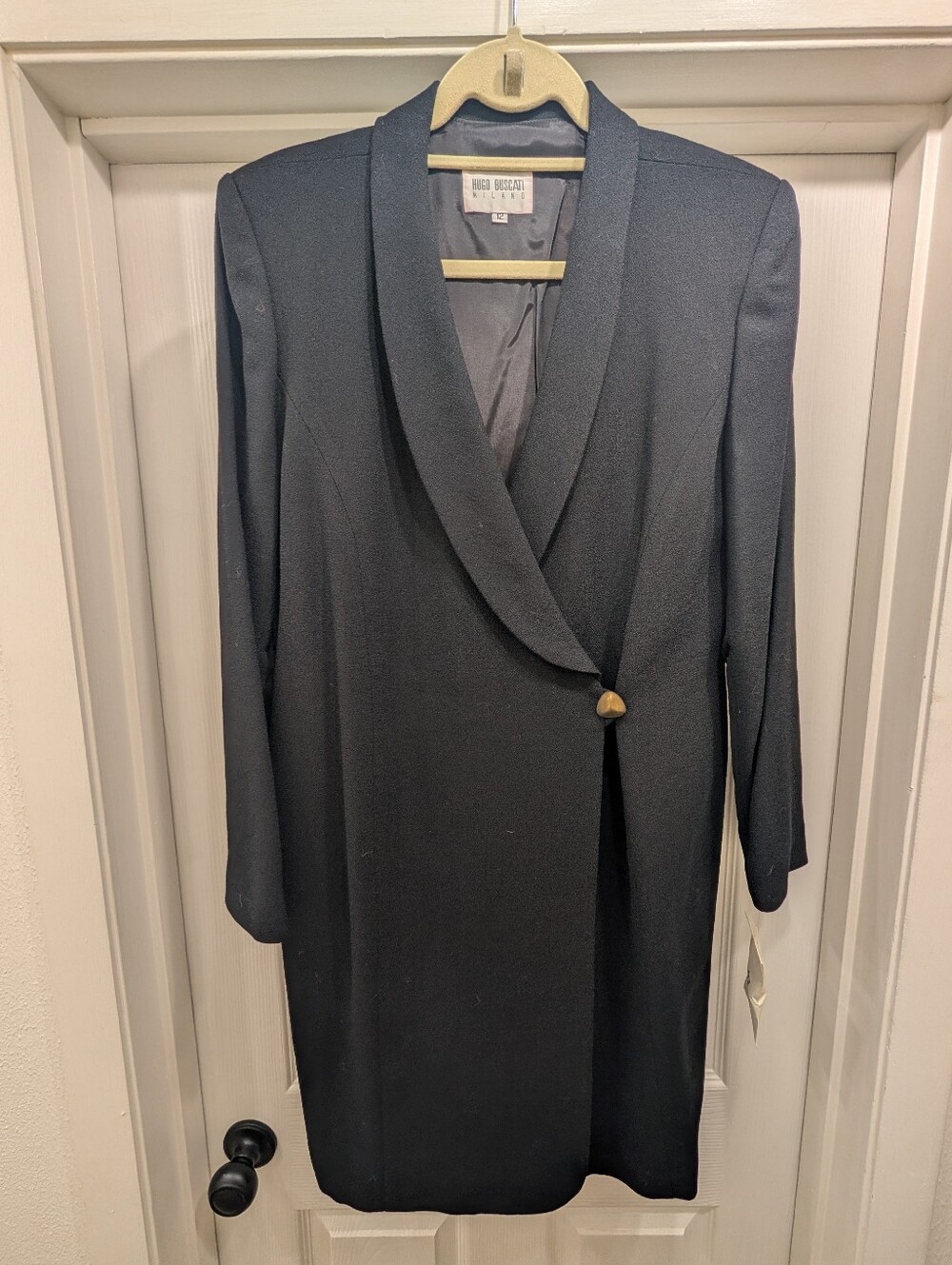 Vintage Hugo Biscotti Milano 100% Wool Wrap Accent Dress Size 12 NWT
